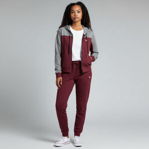 Size L PINK Victoria's Secret Burgundy Maroon Gray Full Zip Hoodie w/ pockets